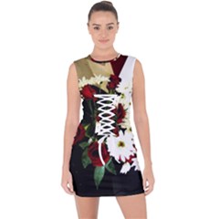 Roses 1 2 Lace Up Front Bodycon Dress