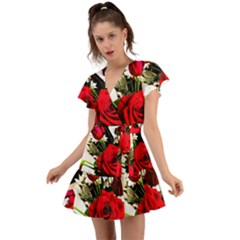 Roses 1 1 Flutter Sleeve Wrap Dress