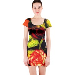 Flowers 1 1 Short Sleeve Bodycon Dress