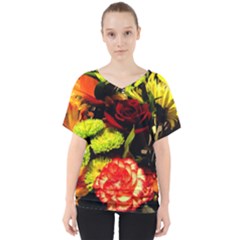 Flowers 1 1 V-neck Dolman Drape Top by bestdesignintheworld