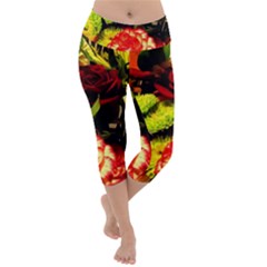 Flowers 1 1 Lightweight Velour Capri Yoga Leggings by bestdesignintheworld