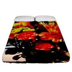 Flowers In A Vase 1 2 Fitted Sheet (california King Size) by bestdesignintheworld