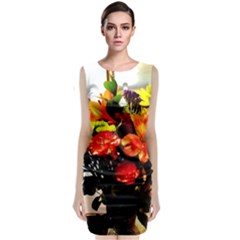 Flowers In A Vase 1 2 Sleeveless Velvet Midi Dress by bestdesignintheworld