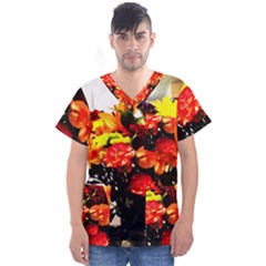 Flowers In A Vase 1 2 Men s V-neck Scrub Top