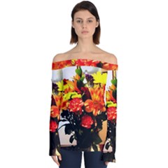 Flowers In A Vase 1 2 Off Shoulder Long Sleeve Top by bestdesignintheworld