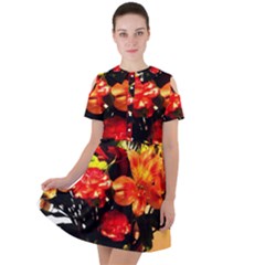 Flowers In A Vase 1 2 Short Sleeve Shoulder Cut Out Dress  by bestdesignintheworld