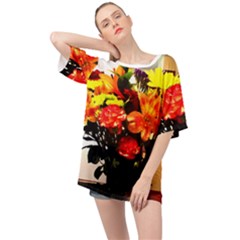 Flowers In A Vase 1 2 Oversized Chiffon Top by bestdesignintheworld