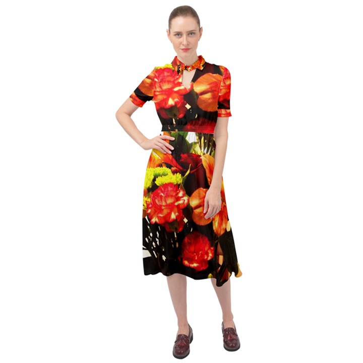 Flowers In A Vase 1 2 Keyhole Neckline Chiffon Dress