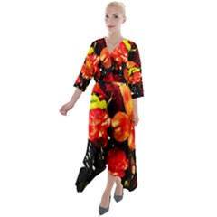 Flowers In A Vase 1 2 Quarter Sleeve Wrap Front Maxi Dress by bestdesignintheworld