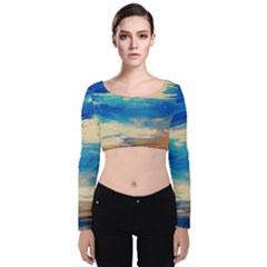 Skydiving 1 1 Velvet Long Sleeve Crop Top by bestdesignintheworld