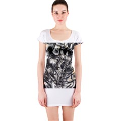 Marble Texture Short Sleeve Bodycon Dress