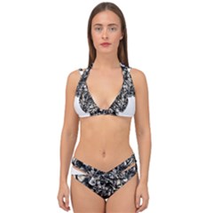 Marble Texture Double Strap Halter Bikini Set