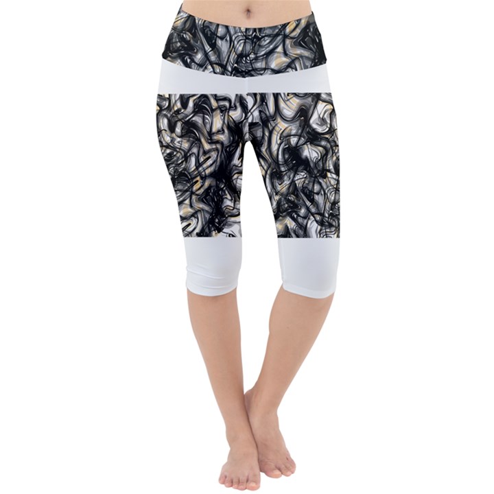 Marble Texture Lightweight Velour Cropped Yoga Leggings