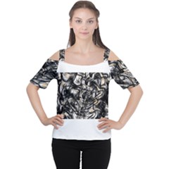 Marble Texture Cutout Shoulder Tee