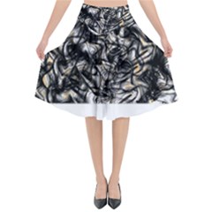 Marble Texture Flared Midi Skirt