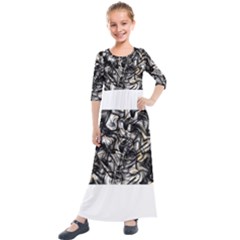 Marble Texture Kids  Quarter Sleeve Maxi Dress