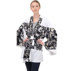 Marble Texture Long Sleeve Velvet Kimono 