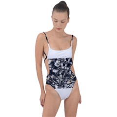 Marble Texture Tie Strap One Piece Swimsuit