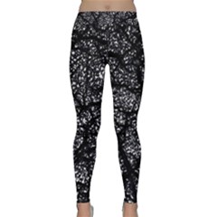 Black And White Dark Abstract Texture Print Classic Yoga Leggings by dflcprintsclothing