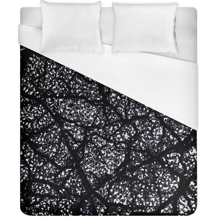 Black And White Dark Abstract Texture Print Duvet Cover (California King Size)