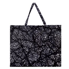 Black And White Dark Abstract Texture Print Zipper Large Tote Bag by dflcprintsclothing