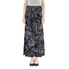 Black And White Dark Abstract Texture Print Full Length Maxi Skirt