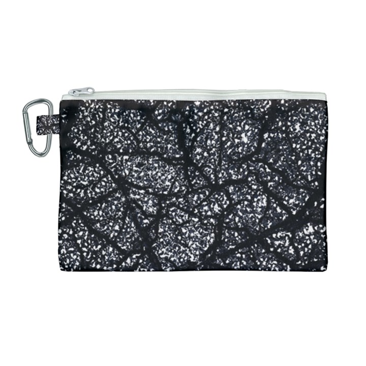 Black And White Dark Abstract Texture Print Canvas Cosmetic Bag (Large)