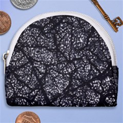 Black And White Dark Abstract Texture Print Horseshoe Style Canvas Pouch