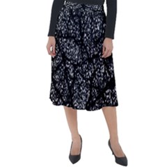 Black And White Dark Abstract Texture Print Classic Velour Midi Skirt  by dflcprintsclothing