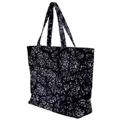 Black And White Dark Abstract Texture Print Zip Up Canvas Bag by dflcprintsclothing