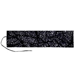 Black And White Dark Abstract Texture Print Roll Up Canvas Pencil Holder (l)