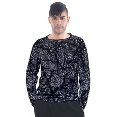 Black And White Dark Abstract Texture Print Men s Long Sleeve Raglan Tee