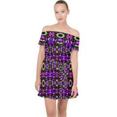 Abstract-r-5 Off Shoulder Chiffon Dress by ArtworkByPatrick