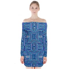 Abstract-r-7 Long Sleeve Off Shoulder Dress by ArtworkByPatrick