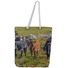 Cows At Countryside, Maldonado Department, Uruguay Full Print Rope Handle Tote (large) by dflcprints