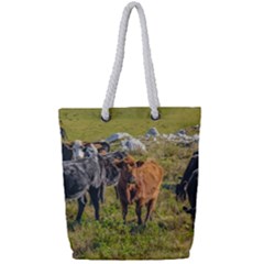 Cows At Countryside, Maldonado Department, Uruguay Full Print Rope Handle Tote (small)