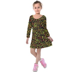 Rby-c-2-5 Kids  Long Sleeve Velvet Dress by ArtworkByPatrick