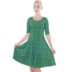 Esmeralda Quarter Sleeve A-line Dress by deformigo