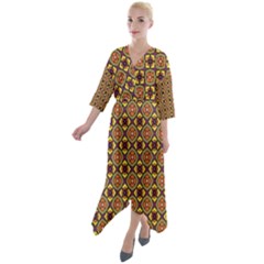 Pitaka Quarter Sleeve Wrap Front Maxi Dress by deformigo