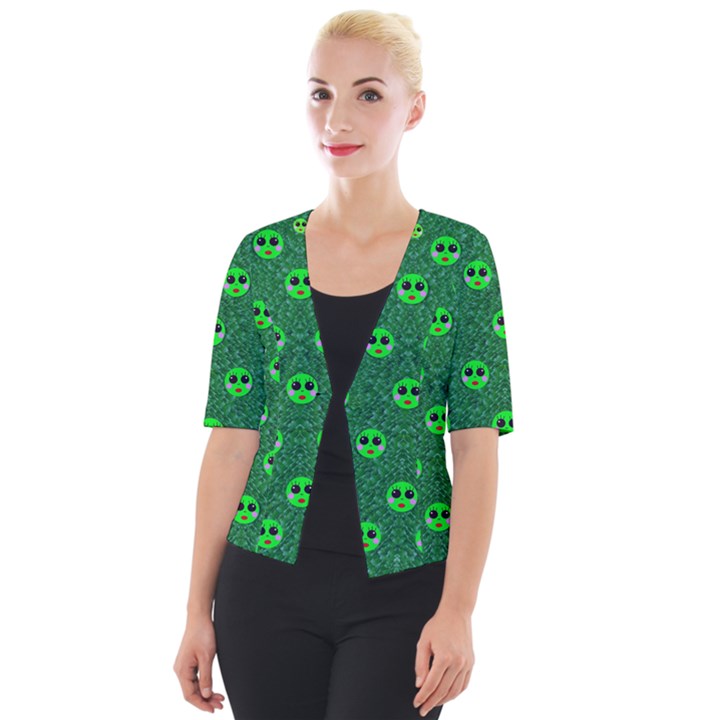 Smiling Happy Ones In The Fauna Cropped Button Cardigan