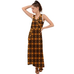 Prunicci V-neck Chiffon Maxi Dress