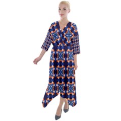 Lakatamia Quarter Sleeve Wrap Front Maxi Dress