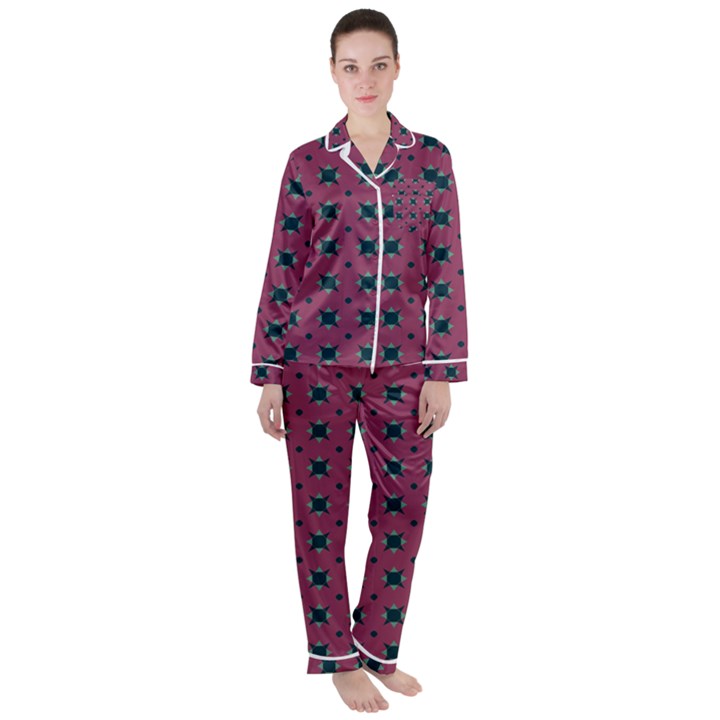 Sampolo Satin Long Sleeve Pyjamas Set