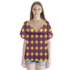 Mezzana V-neck Flutter Sleeve Top by deformigo