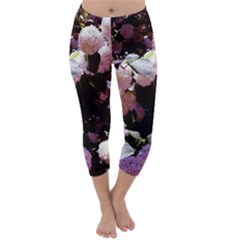 Purple Snowballs Capri Winter Leggings 