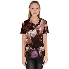 Purple Snowballs Women s V-neck Scrub Top by okhismakingart