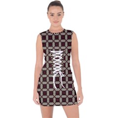 Pertamini Lace Up Front Bodycon Dress by deformigo