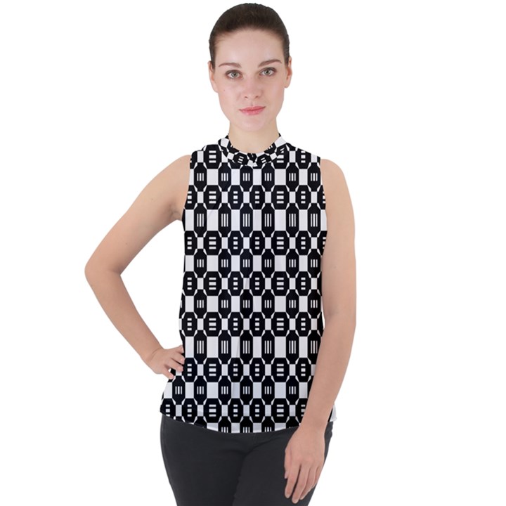 Mindoro Mock Neck Chiffon Sleeveless Top