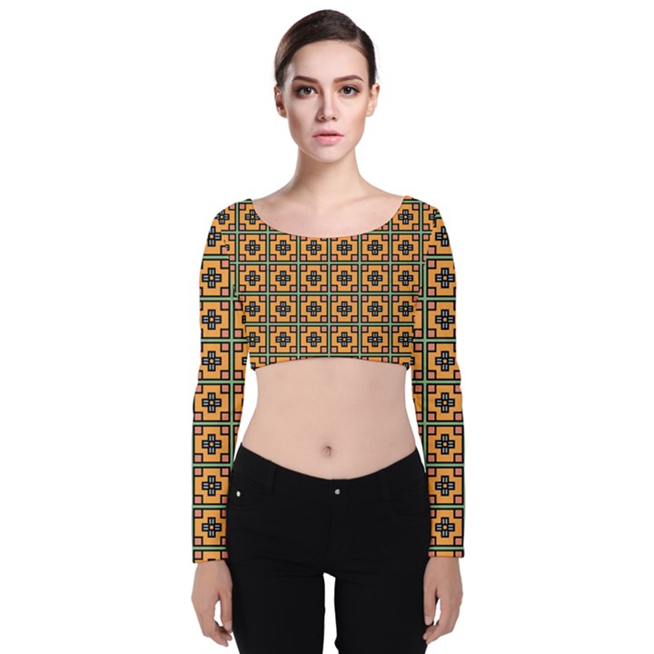 Banyan Velvet Long Sleeve Crop Top