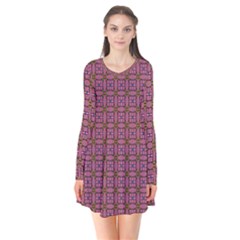 Wisteria Long Sleeve V-neck Flare Dress by deformigo